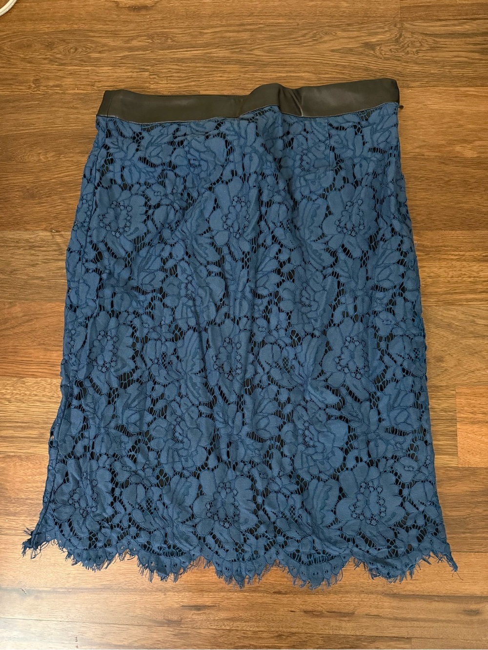 Blue Lace Midi Skirt